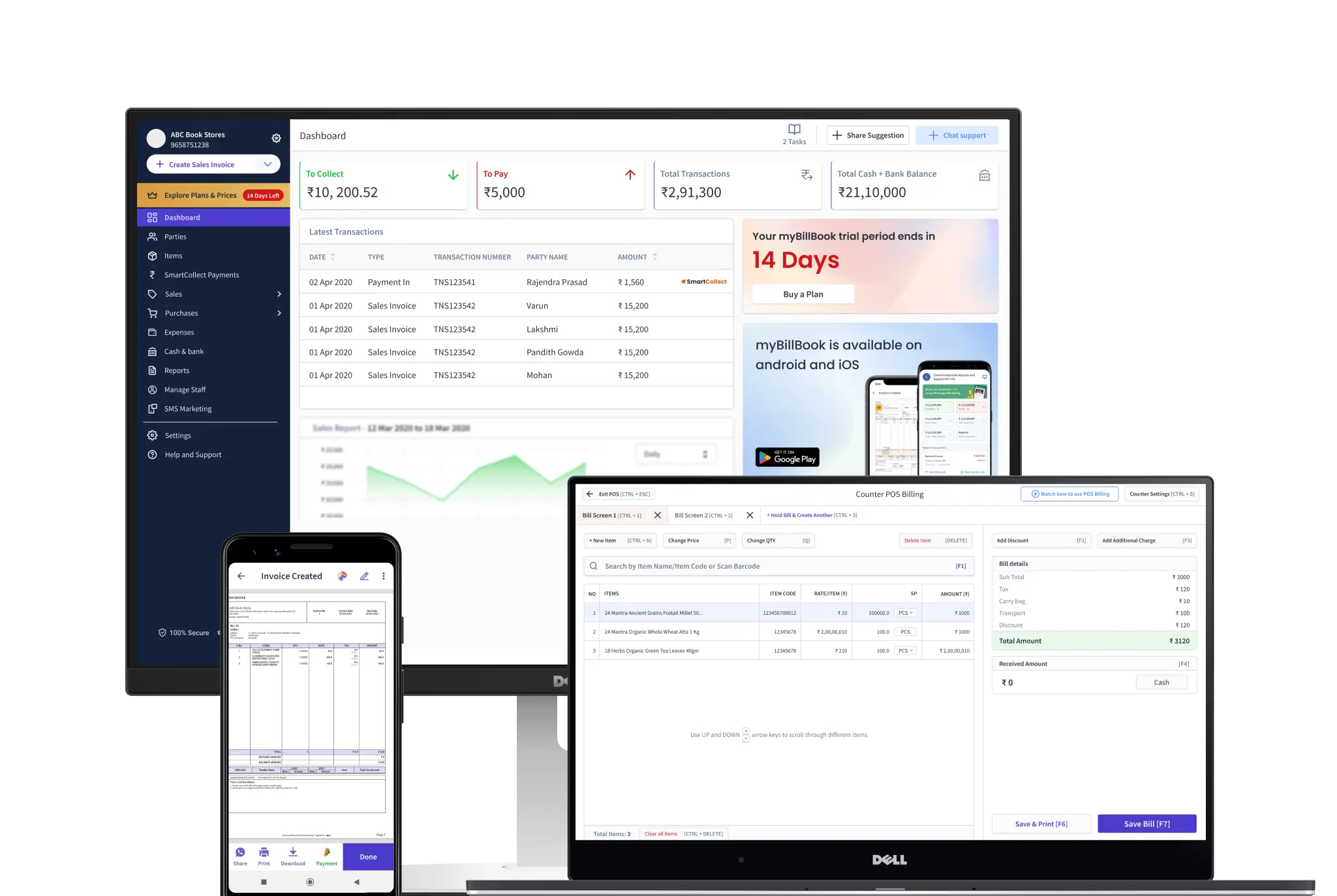 myBillBook dashboard