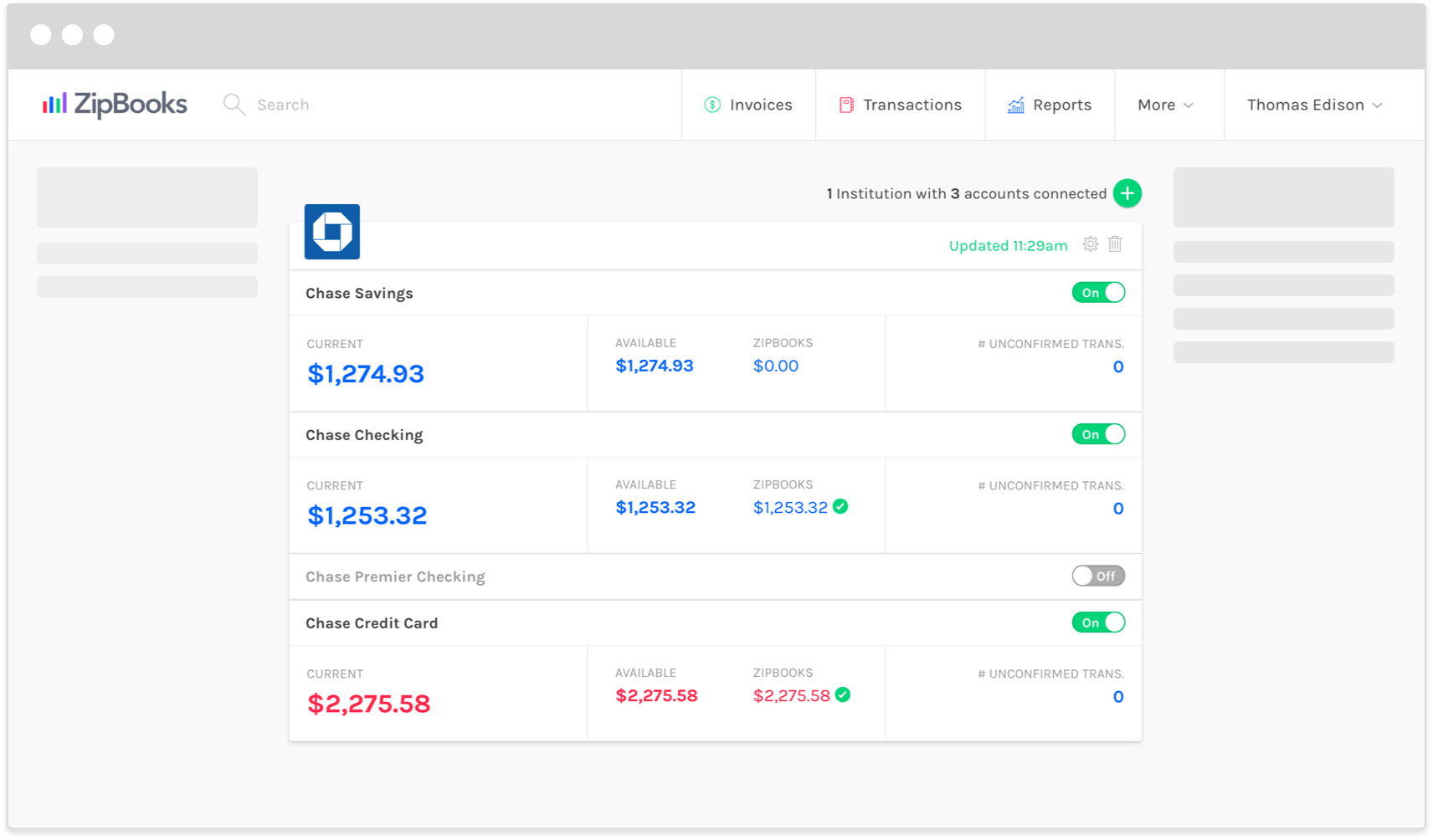 ZipBooks dashboard ZipBooks dashboard