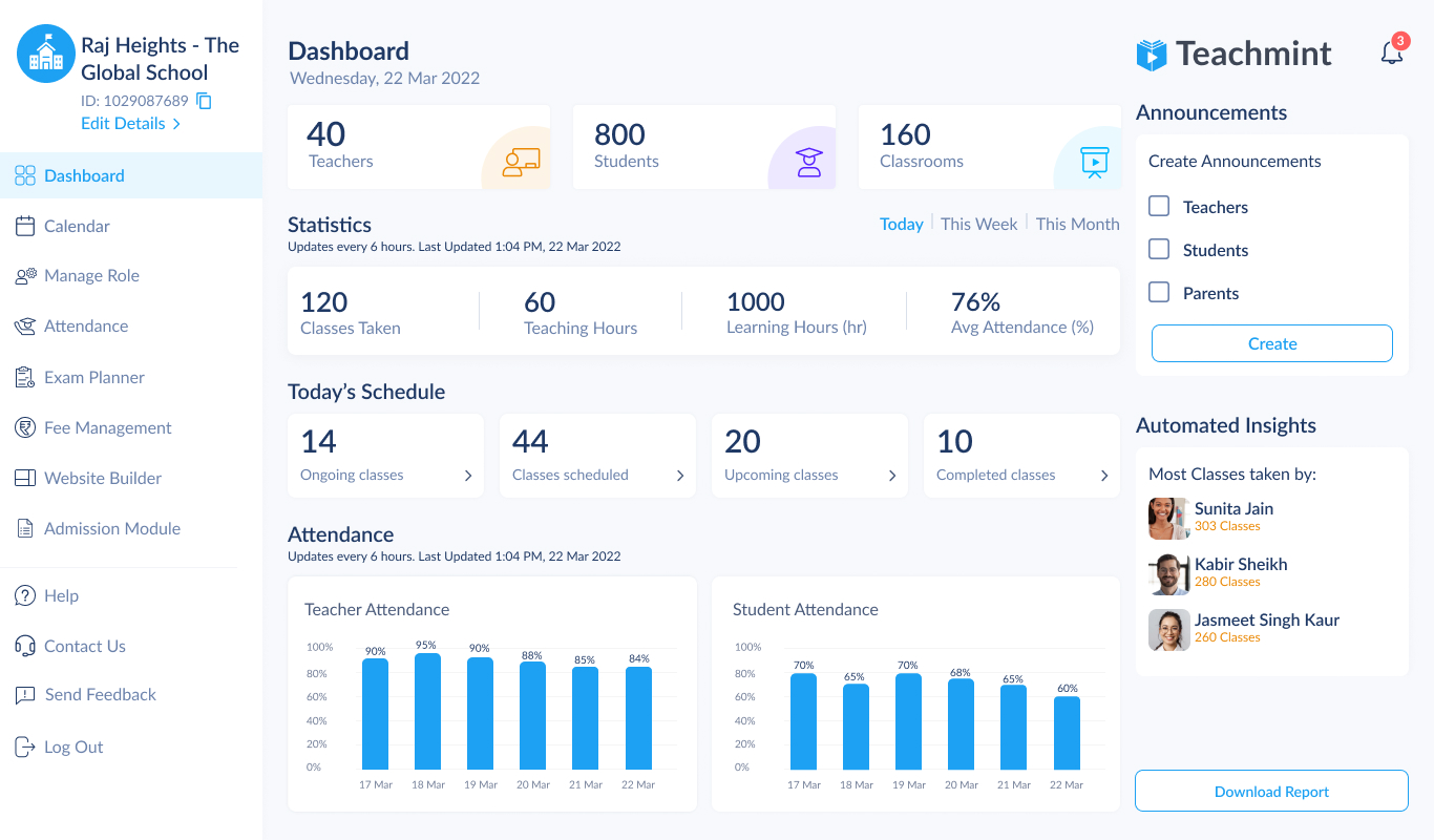 Teachmint dashboard Teachmint dashboard