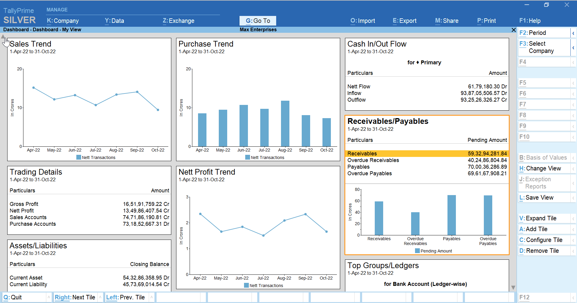tally prime dashboard