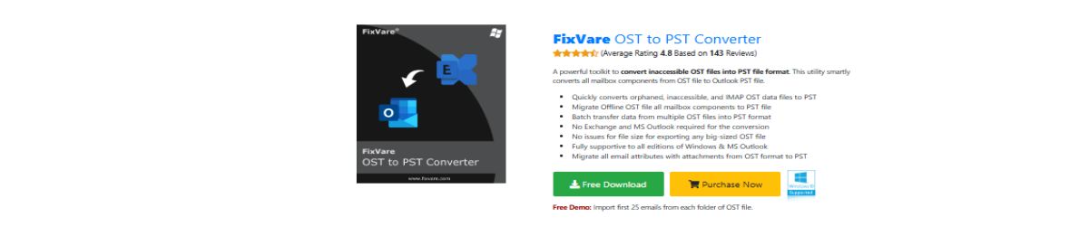 FixVare OST to PST Converter